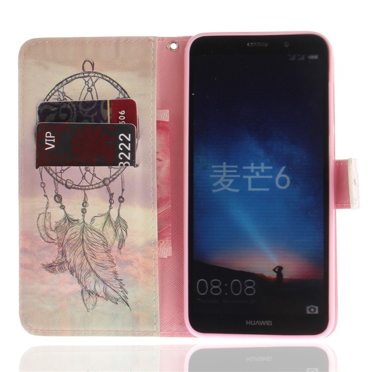 Patterned PU Leather Wallet Stand Protective Cell Phone Shell for Huawei Mate 10 Lite / nova 2i / Maimang 6 / Honor 9i (India) - Dream Catcher in Sky-8