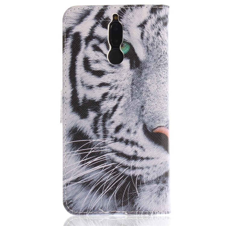 Patterned PU Leather Wallet Stand Protective Cell Phone Cover for Huawei Mate 10 Lite / nova 2i / Maimang 6 / Honor 9i (India) - Tiger-3