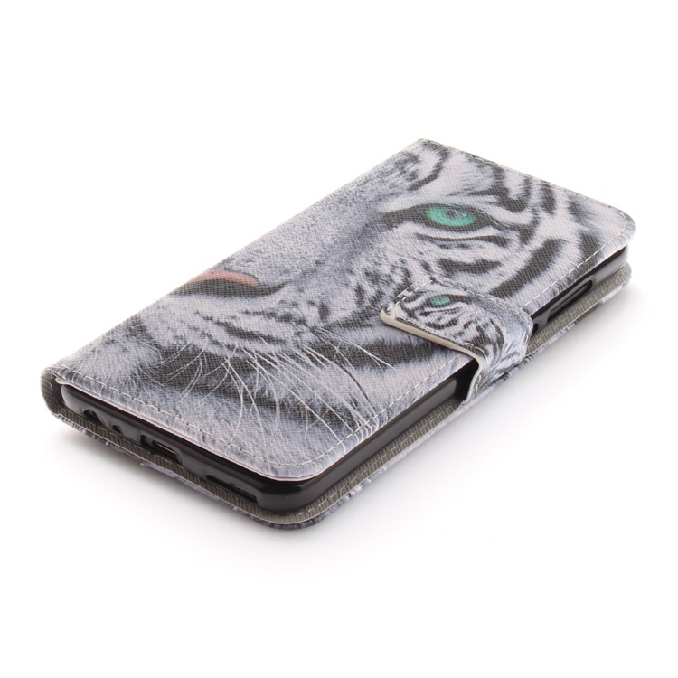Patterned PU Leather Wallet Stand Protective Cell Phone Cover for Huawei Mate 10 Lite / nova 2i / Maimang 6 / Honor 9i (India) - Tiger-4