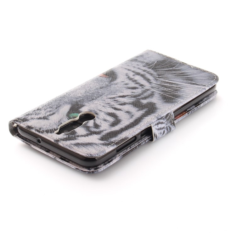 Patterned PU Leather Wallet Stand Protective Cell Phone Cover for Huawei Mate 10 Lite / nova 2i / Maimang 6 / Honor 9i (India) - Tiger-5