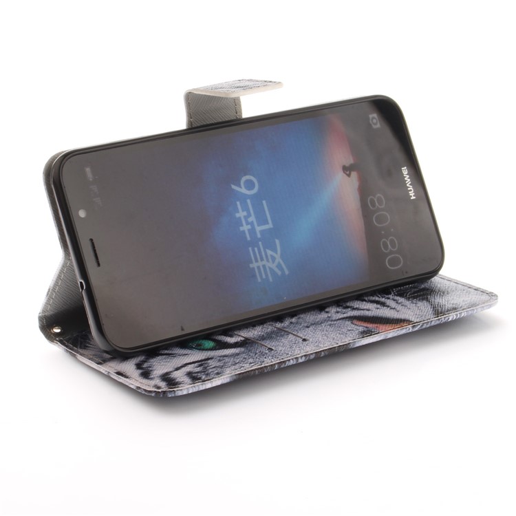 Patterned PU Leather Wallet Stand Protective Cell Phone Cover for Huawei Mate 10 Lite / nova 2i / Maimang 6 / Honor 9i (India) - Tiger-6