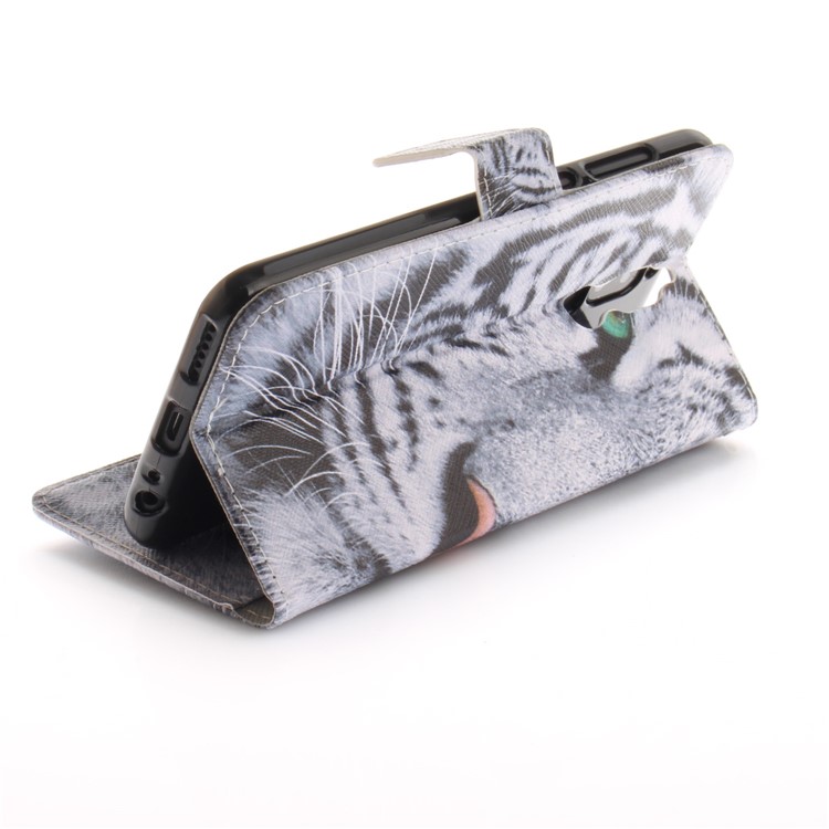 Patterned PU Leather Wallet Stand Protective Cell Phone Cover for Huawei Mate 10 Lite / nova 2i / Maimang 6 / Honor 9i (India) - Tiger-7