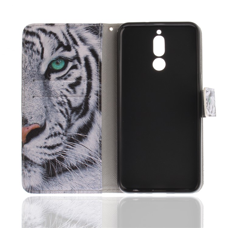 Patterned PU Leather Wallet Stand Protective Cell Phone Cover for Huawei Mate 10 Lite / nova 2i / Maimang 6 / Honor 9i (India) - Tiger-9