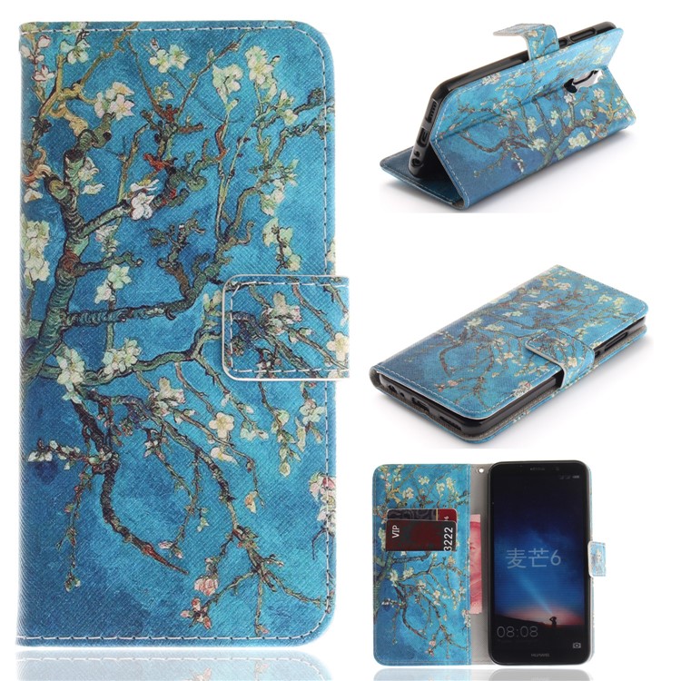 Patterned PU Leather Wallet Stand Protective Cell Phone Casing for Huawei Mate 10 Lite / nova 2i / Maimang 6 / Honor 9i (India) - Wintersweet-1