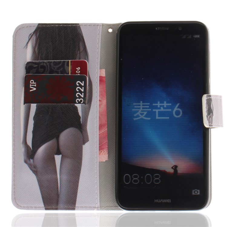 Patterned PU Leather Wallet Stand Protective Phone Shell for Huawei Mate 10 Lite / nova 2i / Maimang 6 / Honor 9i (India) - Hot Girl-8