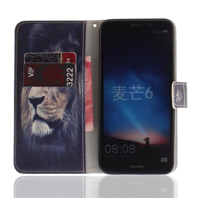 Patterned PU Leather Wallet Stand Protective Shell for Huawei Mate 10 Lite / nova 2i / Maimang 6 / Honor 9i (India) - Desperate Lion-8