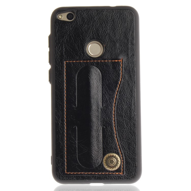 Card Holder PU Leather Coated TPU Case with Kickstand for Huawei P8 Lite (2017)/Honor 8 Lite - Black-2
