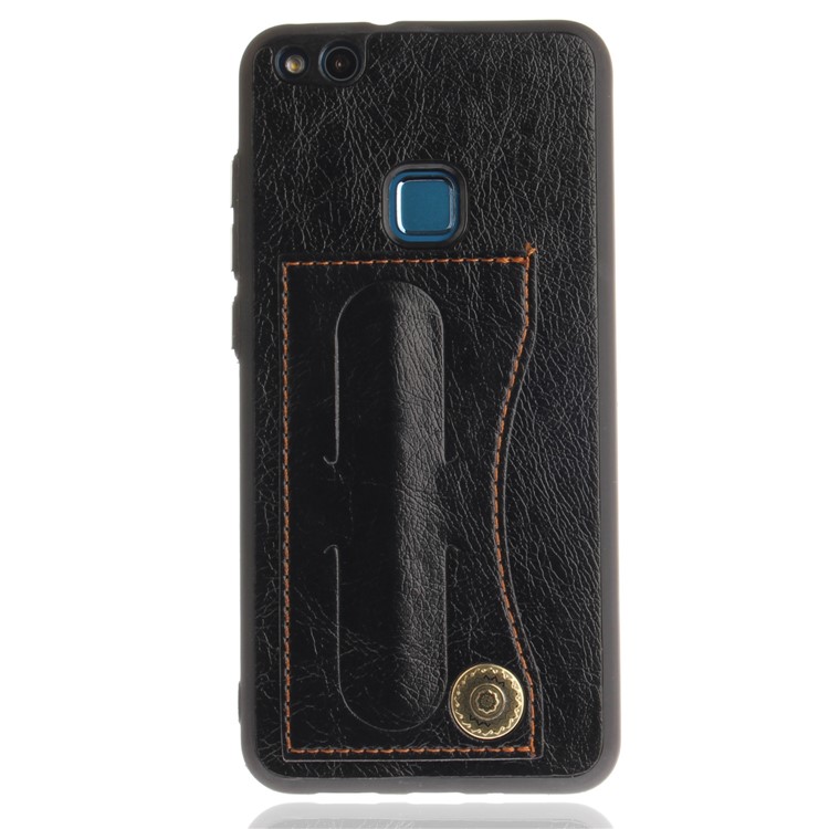PU Leather Coated TPU Card Holder Case with Kickstand for Huawei P10 Lite - Black-2