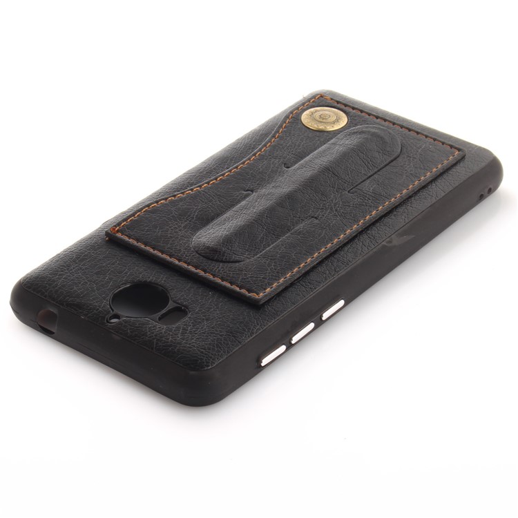 PU Leather Coated TPU Card Holder Case with Kickstand for Huawei Y6 (2017)/Y5 (2017) - Black-5