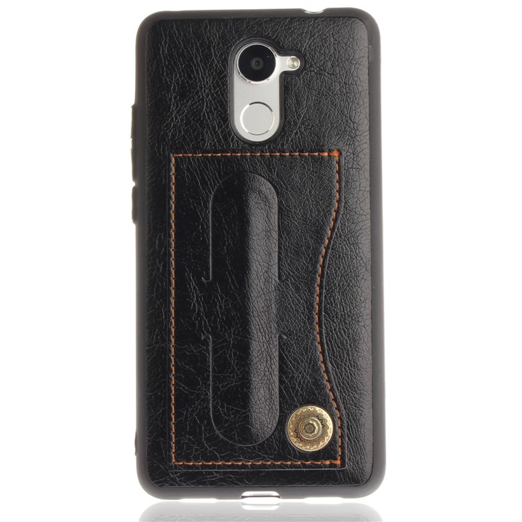 Card Holder PU Leather Coated TPU Case with Kickstand for Huawei Y7 (2017)/Y7 Prime/Enjoy 7 Plus - Black-2