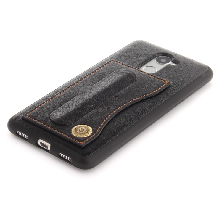 Card Holder PU Leather Coated TPU Case with Kickstand for Huawei Y7 (2017)/Y7 Prime/Enjoy 7 Plus - Black-4
