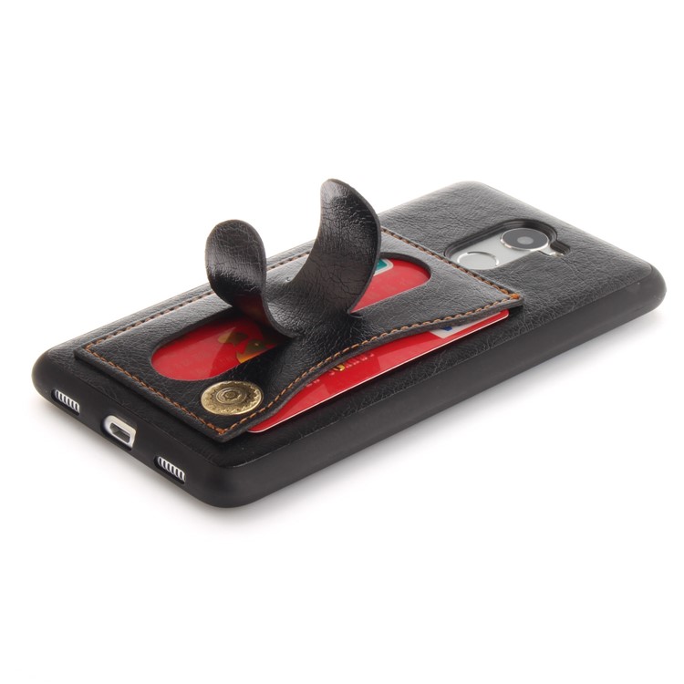 Card Holder PU Leather Coated TPU Case with Kickstand for Huawei Y7 (2017)/Y7 Prime/Enjoy 7 Plus - Black-7