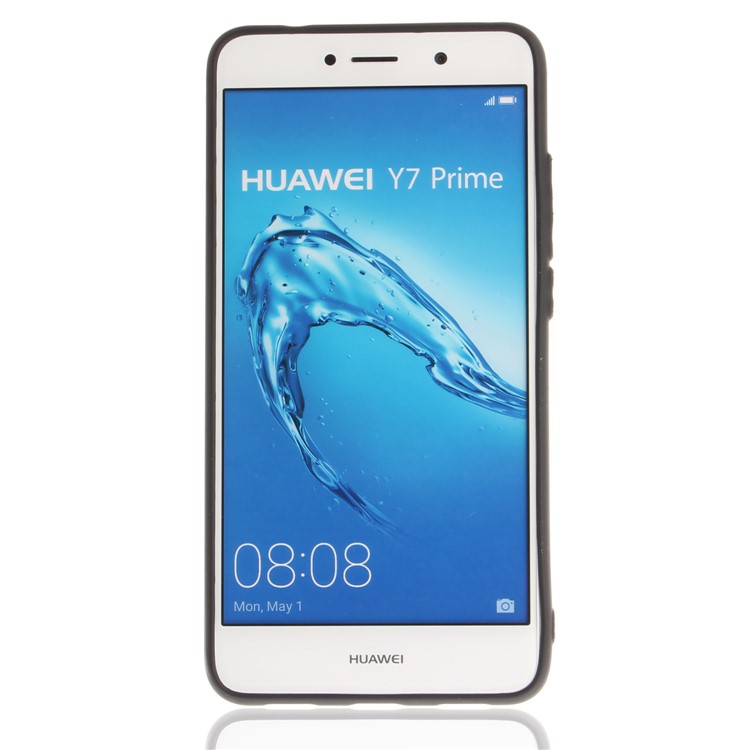 Card Holder PU Leather Coated TPU Case with Kickstand for Huawei Y7 (2017)/Y7 Prime/Enjoy 7 Plus - Black-8