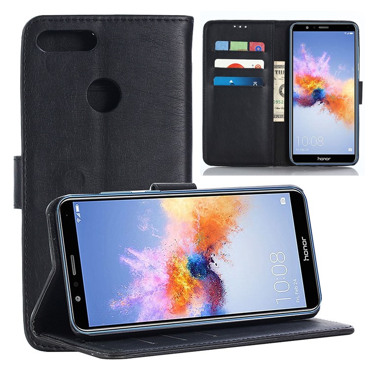 Crazy Horse Retro Leather Wallet Stand Case for Huawei Honor 7X - Coffee-1