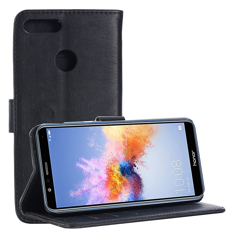 Crazy Horse Retro Leather Wallet Stand Case for Huawei Honor 7X - Coffee-2