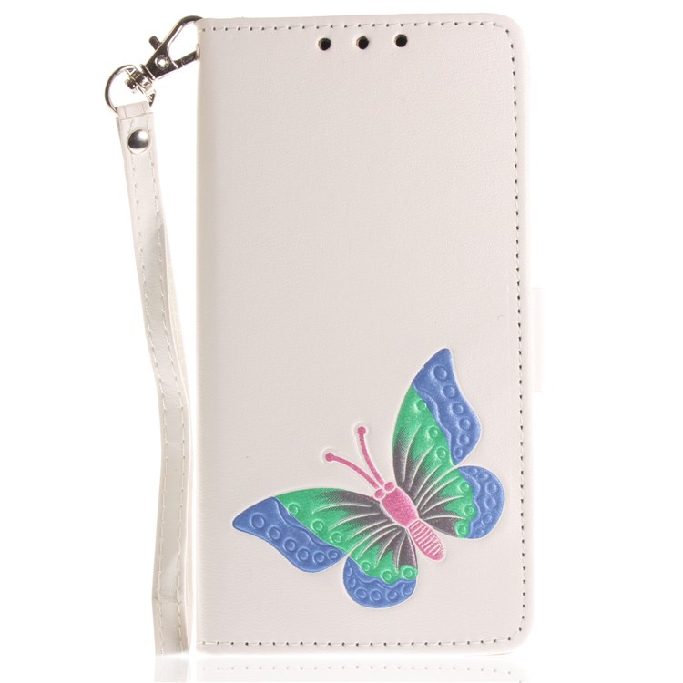 Butterfly Pattern Leather Wallet Stand Case for Huawei P8 Lite (2017) / Honor 8 Lite - White-2