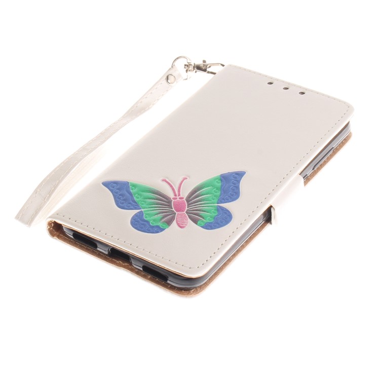 Butterfly Pattern Leather Wallet Stand Case for Huawei P8 Lite (2017) / Honor 8 Lite - White-6