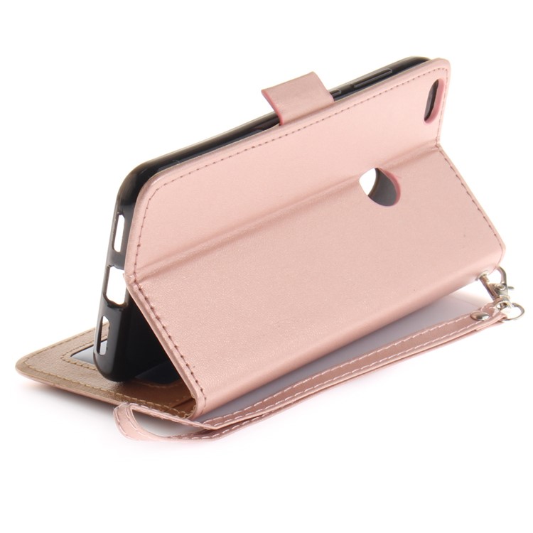 Butterfly Pattern Leather Wallet Stand Casing for Huawei P8 Lite (2017) / Honor 8 Lite - Rose Gold-9