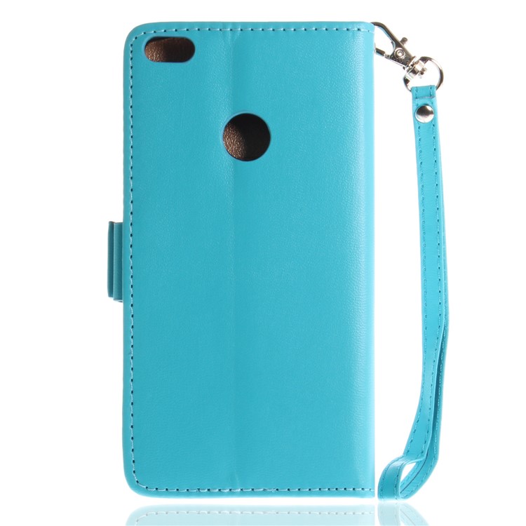 Butterfly Pattern Leather Wallet Stand Mobile Phone Cover for Huawei P8 Lite (2017) / Honor 8 Lite - Blue-3