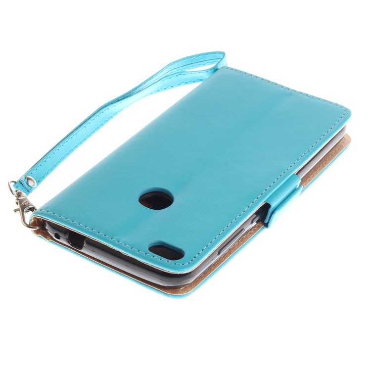 Butterfly Pattern Leather Wallet Stand Mobile Phone Cover for Huawei P8 Lite (2017) / Honor 8 Lite - Blue-7