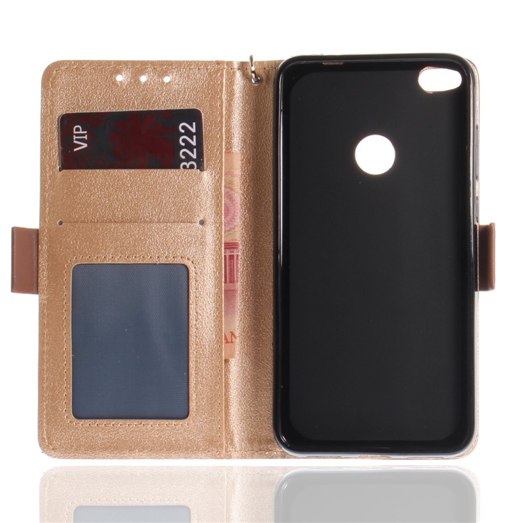 Butterfly Pattern Leather Wallet Stand Cell Phone Cover for Huawei P8 Lite (2017) / Honor 8 Lite - Brown-10