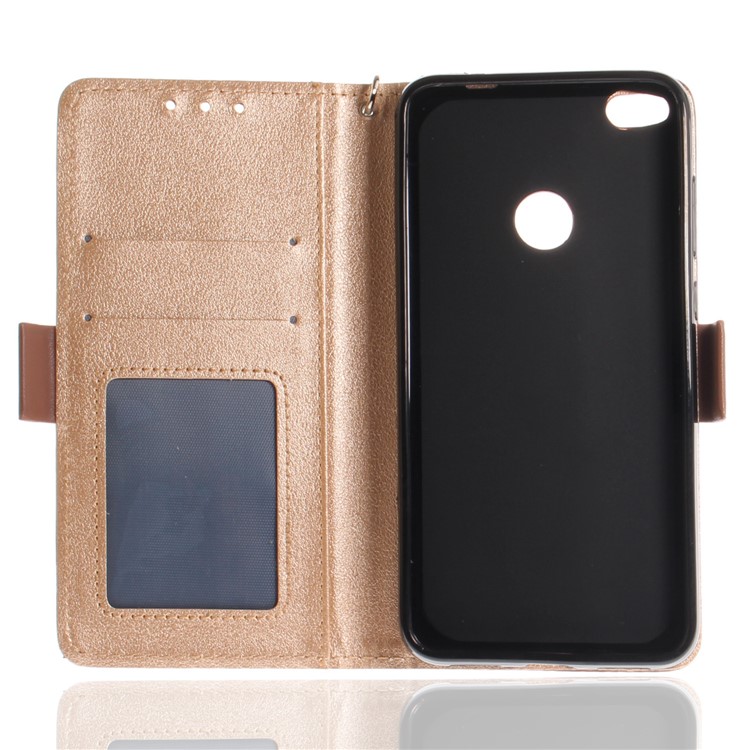 Butterfly Pattern Leather Wallet Stand Cell Phone Cover for Huawei P8 Lite (2017) / Honor 8 Lite - Brown-11