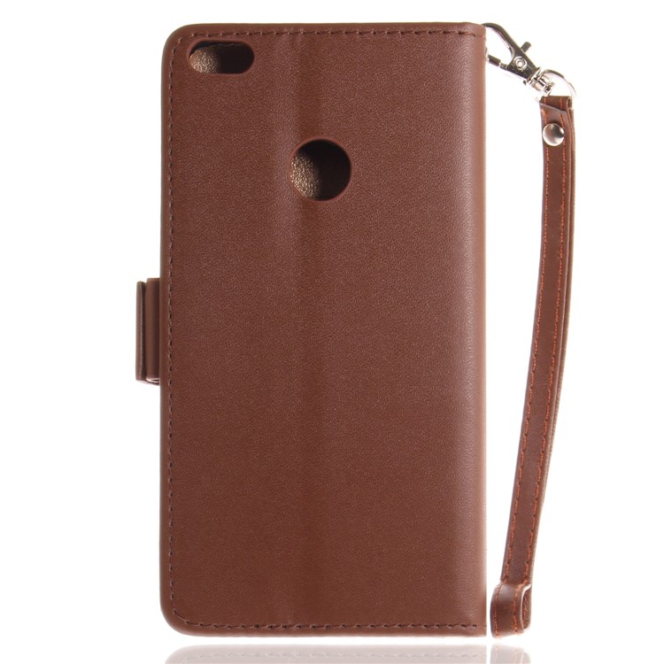 Butterfly Pattern Leather Wallet Stand Cell Phone Cover for Huawei P8 Lite (2017) / Honor 8 Lite - Brown-3