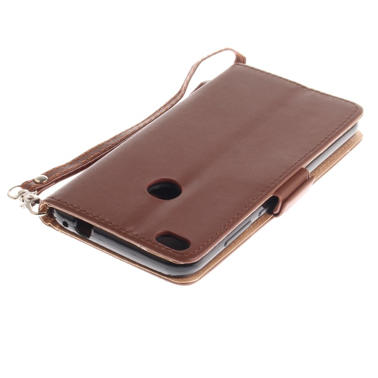 Butterfly Pattern Leather Wallet Stand Cell Phone Cover for Huawei P8 Lite (2017) / Honor 8 Lite - Brown-7