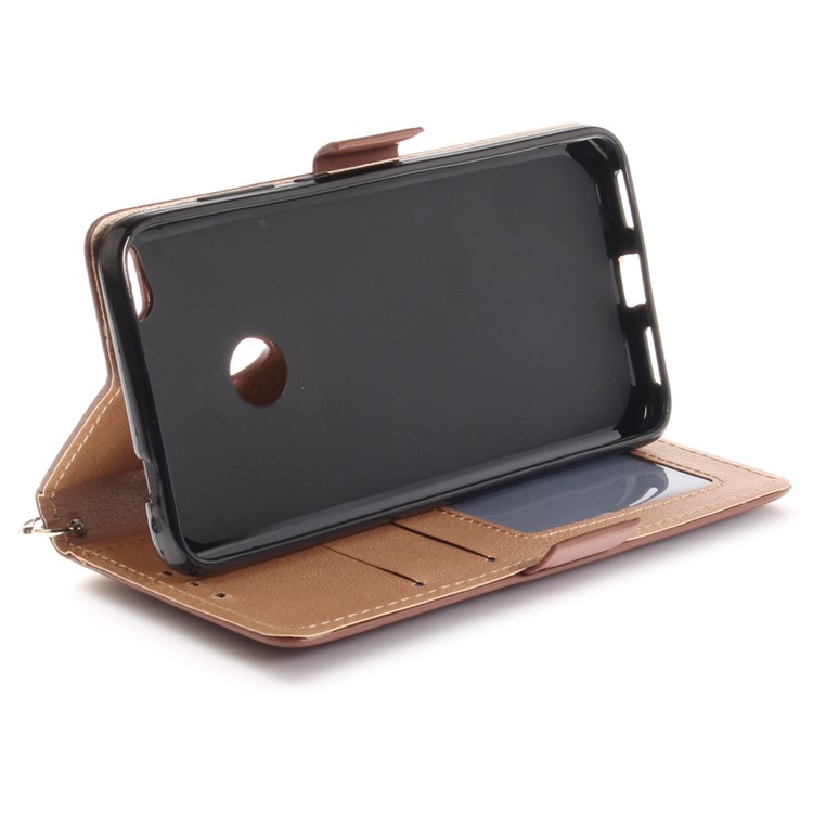 Butterfly Pattern Leather Wallet Stand Cell Phone Cover for Huawei P8 Lite (2017) / Honor 8 Lite - Brown-8