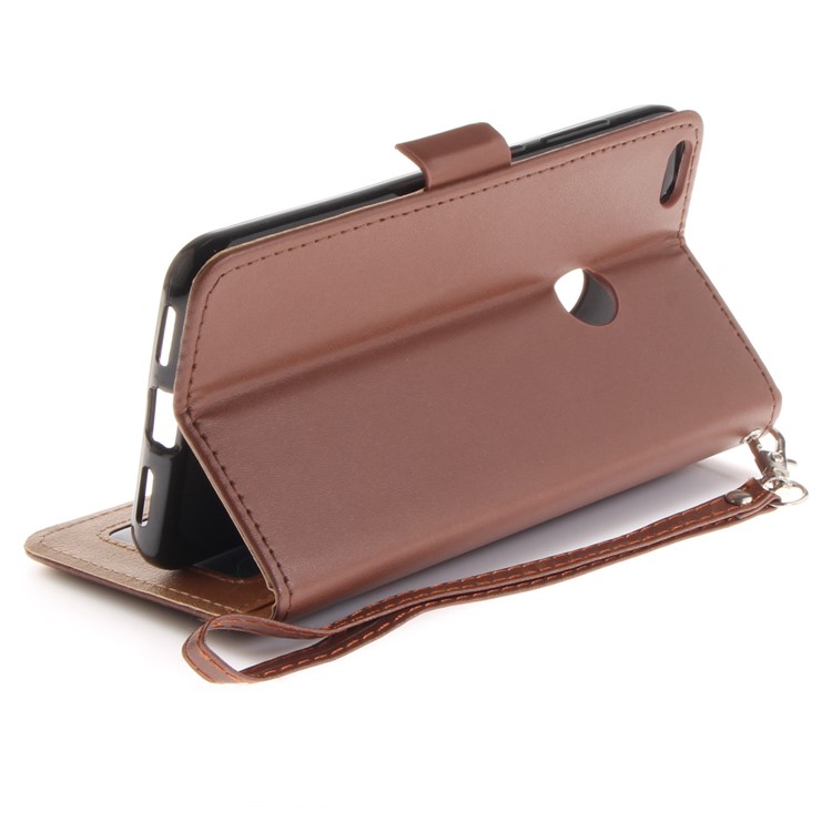 Butterfly Pattern Leather Wallet Stand Cell Phone Cover for Huawei P8 Lite (2017) / Honor 8 Lite - Brown-9