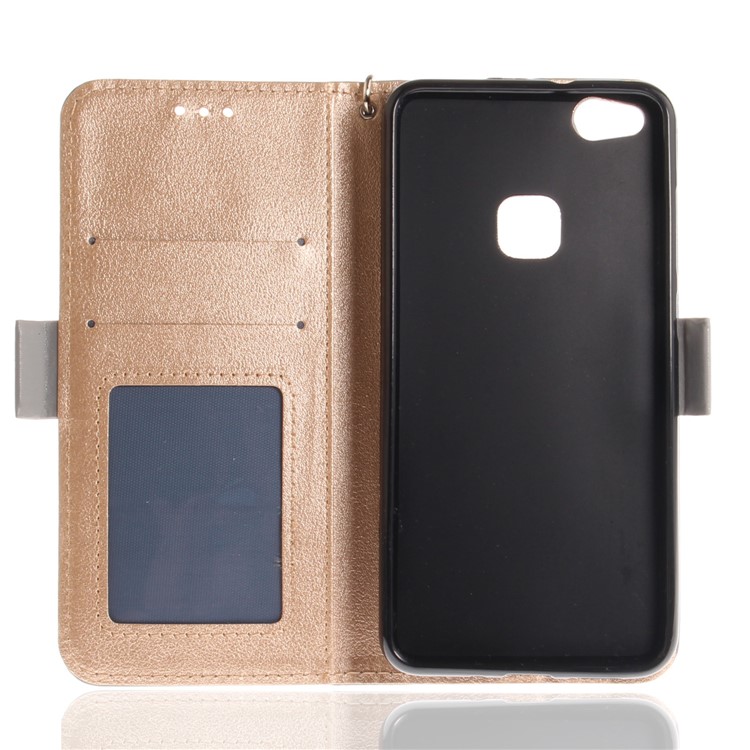 Butterfly Pattern Leather Wallet Stand Casing for Huawei P10 Lite - Grey-11