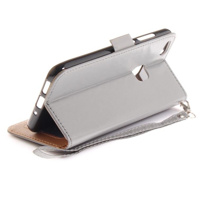 Butterfly Pattern Leather Wallet Stand Casing for Huawei P10 Lite - Grey-9