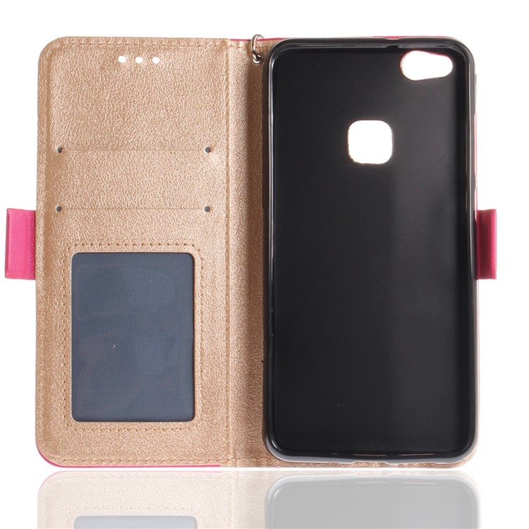 Butterfly Pattern Leather Wallet Stand Cover for Huawei P10 Lite - Rose-11