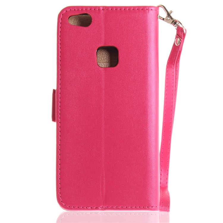 Butterfly Pattern Leather Wallet Stand Cover for Huawei P10 Lite - Rose-3