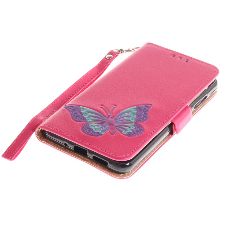 Butterfly Pattern Leather Wallet Stand Cover for Huawei P10 Lite - Rose-6