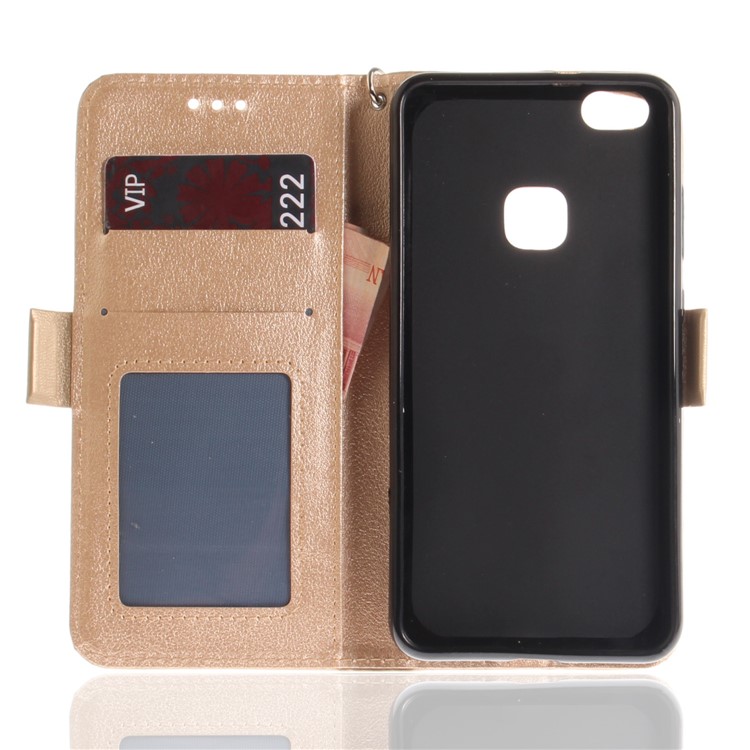 Butterfly Pattern Leather Wallet Stand Casing Cover for Huawei P10 Lite - Gold-10