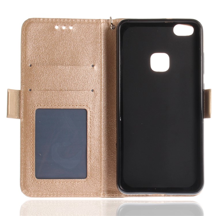 Butterfly Pattern Leather Wallet Stand Casing Cover for Huawei P10 Lite - Gold-11