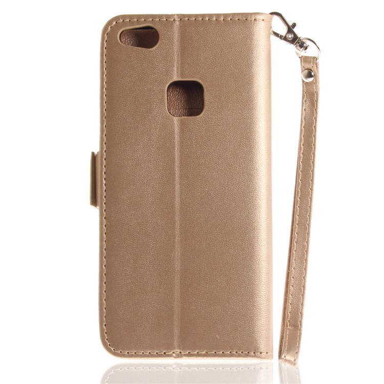 Butterfly Pattern Leather Wallet Stand Casing Cover for Huawei P10 Lite - Gold-3