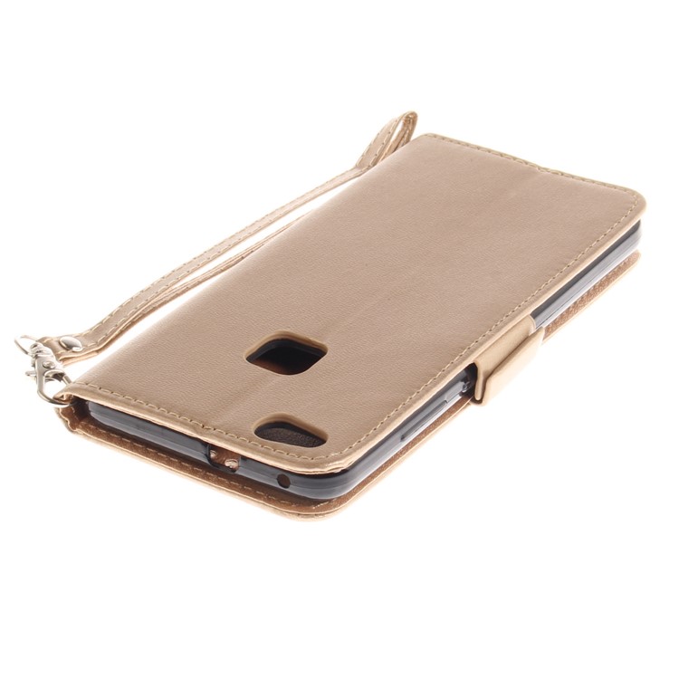 Butterfly Pattern Leather Wallet Stand Casing Cover for Huawei P10 Lite - Gold-7