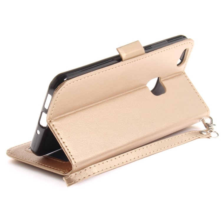 Butterfly Pattern Leather Wallet Stand Casing Cover for Huawei P10 Lite - Gold-9