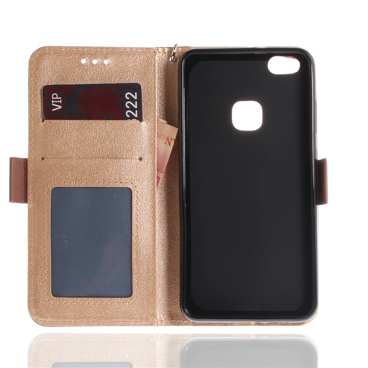 Butterfly Pattern Leather Wallet Stand Mobile Case for Huawei P10 Lite - Brown-10