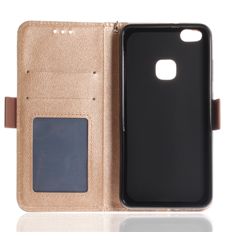Butterfly Pattern Leather Wallet Stand Mobile Case for Huawei P10 Lite - Brown-11