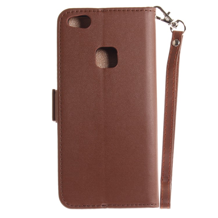 Butterfly Pattern Leather Wallet Stand Mobile Case for Huawei P10 Lite - Brown-3