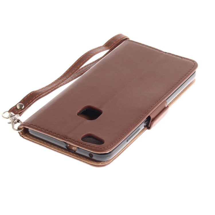 Butterfly Pattern Leather Wallet Stand Mobile Case for Huawei P10 Lite - Brown-7