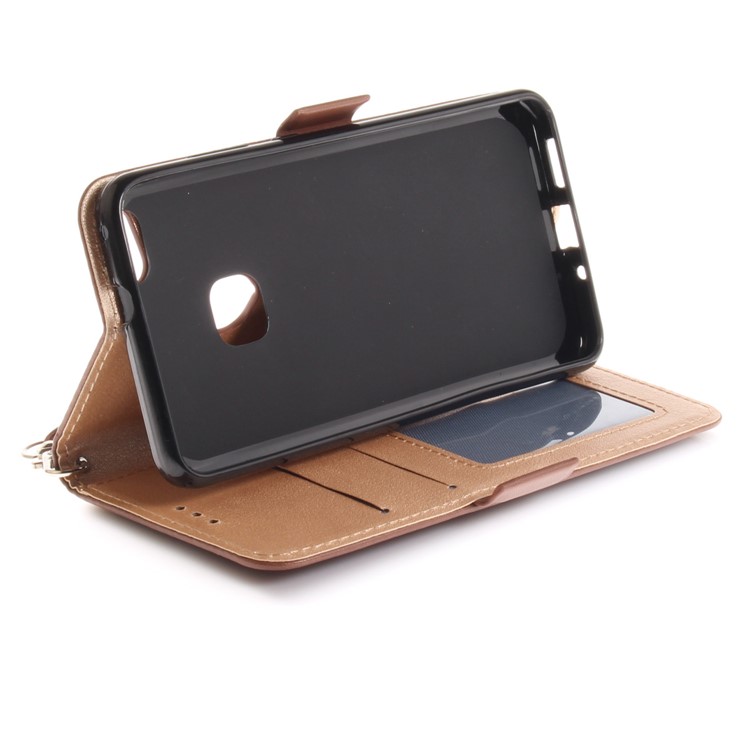 Butterfly Pattern Leather Wallet Stand Mobile Case for Huawei P10 Lite - Brown-8