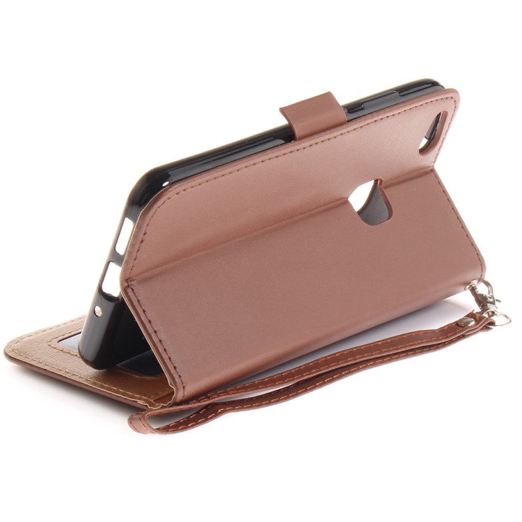 Butterfly Pattern Leather Wallet Stand Mobile Case for Huawei P10 Lite - Brown-9
