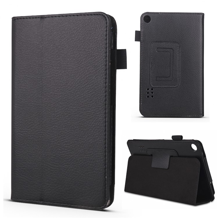 Foldable Stand PU Leather Protective Case for Huawei MediaPad T3 7.0 - Black-1