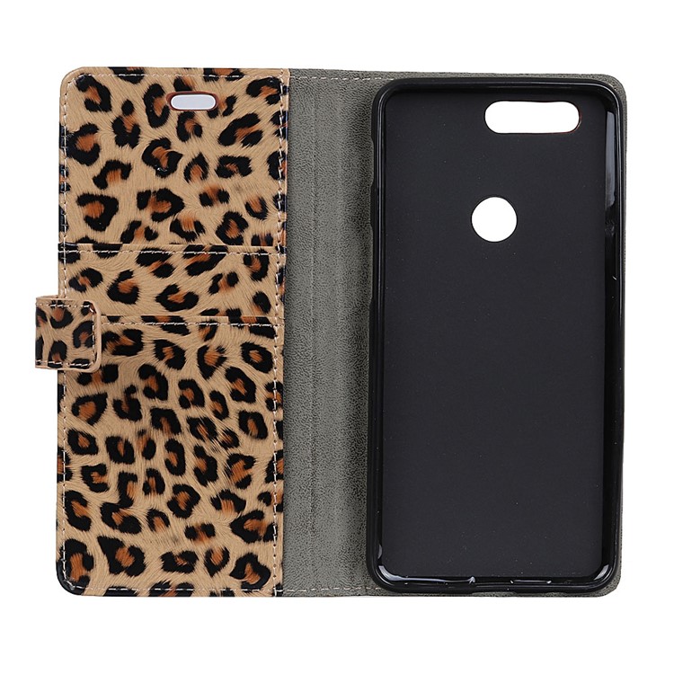 Glossy Leopard Texture Leather Wallet Stand Case for Huawei P Smart / Enjoy 7S-4