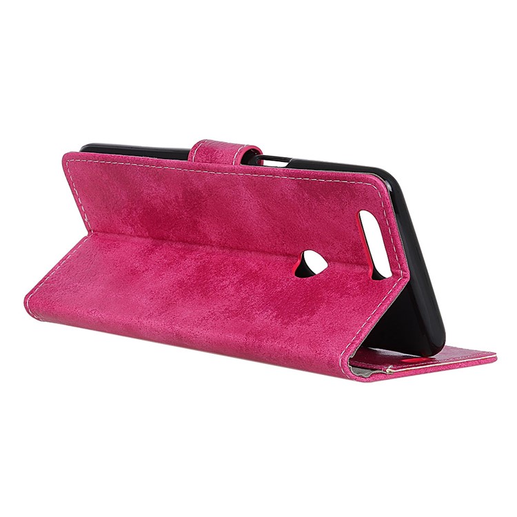 Vintage Style Wallet PU Leather Stand Protective Cover for Huawei P Smart / Enjoy 7S - Rose-6