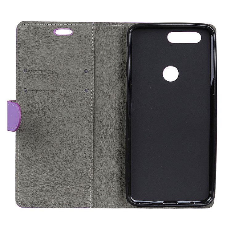 Leather Stand Cover with Card Slots for Huawei P Smart / Enjoy 7S - Purple-3